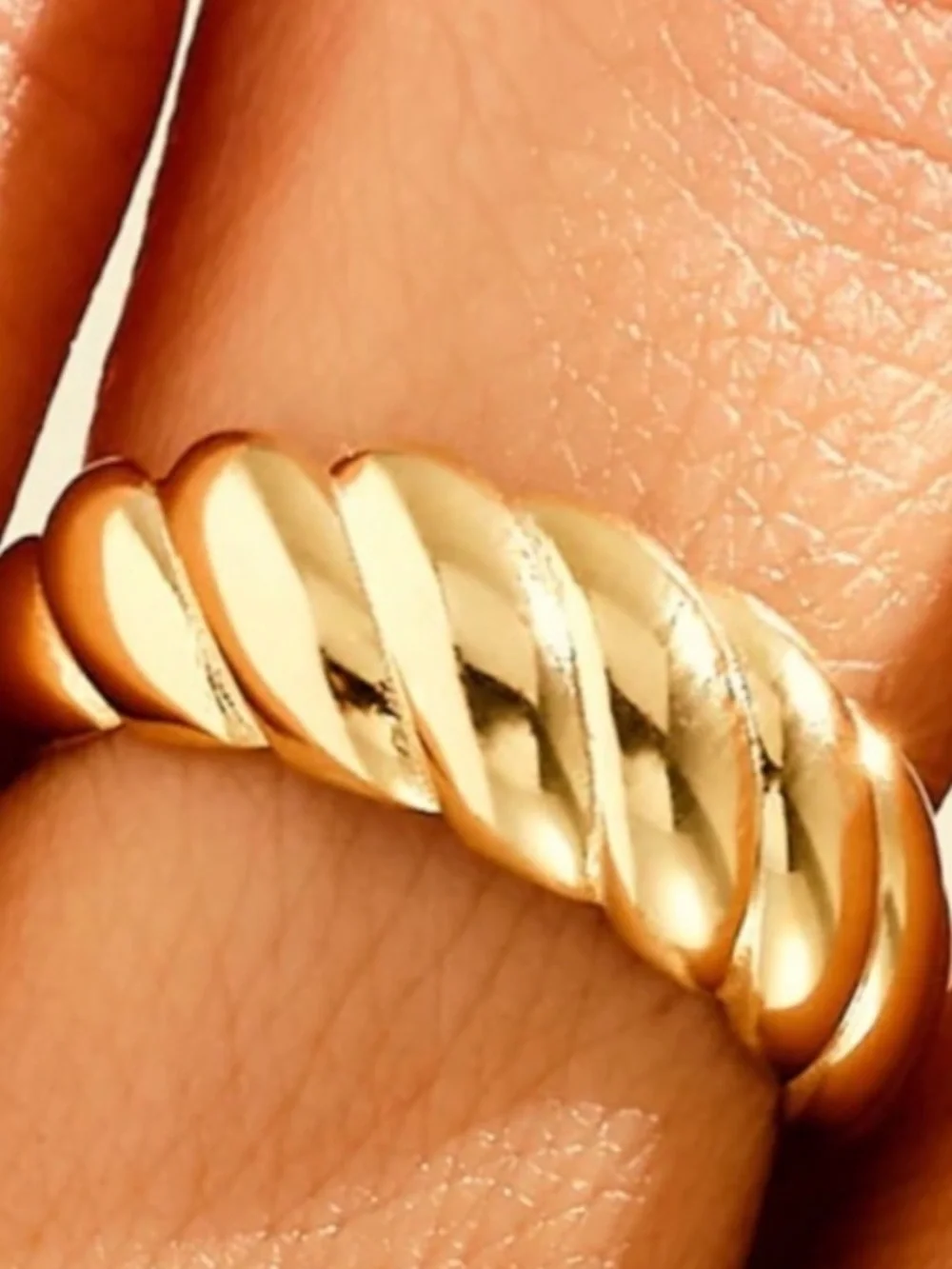 Croissant Dome 14k Gold Ring Gold Twist Ring